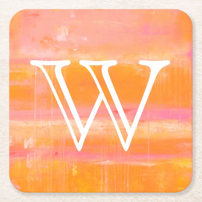 Porta-copo De Papel Quadrado Monograma | Céu Caribe (Frente)