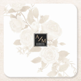 Porta-copo De Papel Quadrado Monograma Chic Casado