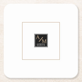 Porta-copo De Papel Quadrado Monograma Chic Casado