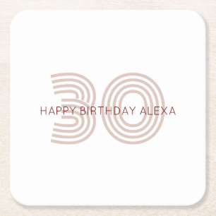 Porta-copo De Papel Quadrado Monograma de Beige Moderno e Vinho