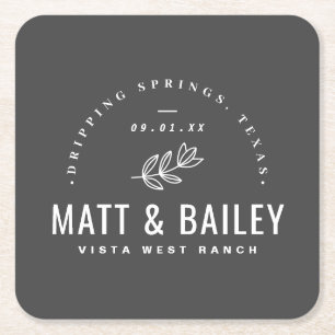 Porta-copo De Papel Quadrado Monograma de Casamento de Sangue Moderno