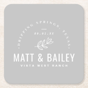 Porta-copo De Papel Quadrado Monograma de Casamento de Sangue Moderno   CINZAS