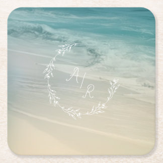 Porta-copo De Papel Quadrado Monograma de eventos de praia