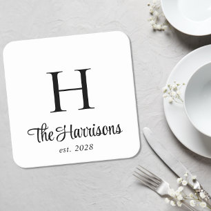 Porta-copo De Papel Quadrado Monograma de Letra Moderna