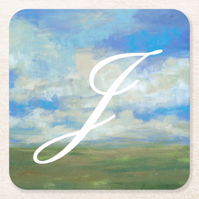 Porta-copo De Papel Quadrado Monograma | Dia Brilhante I (Frente)