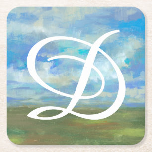 Porta-copo De Papel Quadrado Monograma  Dia Brilhante II