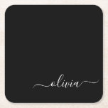 Porta-copo De Papel Quadrado Monograma Elegante Moderno e Branco Negro<br><div class="desc">Apresentando nossa Coleção de Monogramas Modernos Minimalistas Pretos e Brancos: adote simplicidade e sofisticação com nossos designs minimalistas, curados para elevar seu estilo sem esforço. Feita de olho na estética moderna, essa coleção apresenta designs negras e brancos elegantes, acentuados por monogramas personalizados. De papelaria chic a acessórios versáteis, nossa coleção...</div>