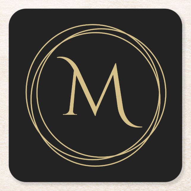 Porta-copo De Papel Quadrado Monograma inicial em círculos (Frente)