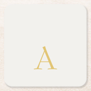 Porta-copo De Papel Quadrado Monograma Inicial Profissional Cor Dourado e Paste