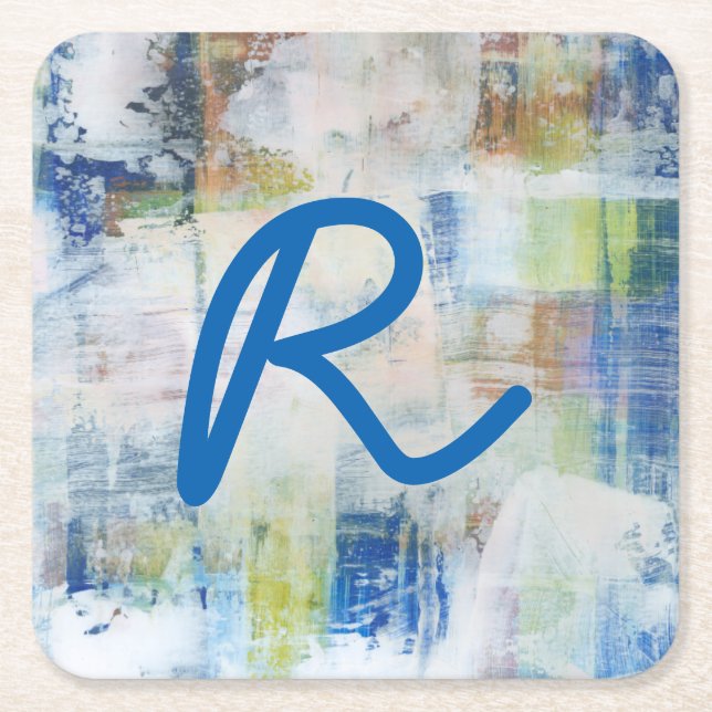 Porta-copo De Papel Quadrado Monograma | Lava branca III (Frente)