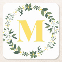 Monograma M em Dourado/Limão com Anel Floral