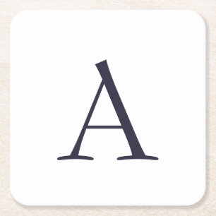 Porta-copo De Papel Quadrado Monograma Moderno Simples Azul Inicial