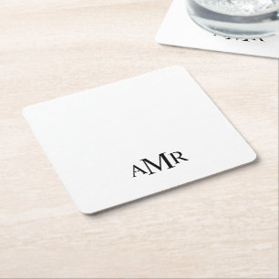 Porta-copo De Papel Quadrado Monograma Personalizado Clássico