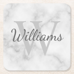 Porta-copo De Papel Quadrado Monograma personalizado clássico e aparência de 