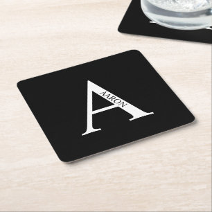 Porta-copo De Papel Quadrado Monograma Personalizado e Nome
