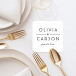 Porta-copo De Papel Quadrado Monograma Personalizado Elegante de Casamento Pret<br><div class="desc">As portas copos de casamento preto e branco modernas e chicas apresentam um elegante e mínimo design tipográfico preto que pode ser personalizado com os nomes da noiva e do noivo e a data do casamento.</div>