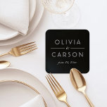 Porta-copo De Papel Quadrado Monograma Personalizado Elegante de Casamento Pret<br><div class="desc">As portas copos de casamento preto e branco modernas e chicas apresentam um elegante e mínimo design tipográfico preto que pode ser personalizado com os nomes da noiva e do noivo e a data do casamento.</div>