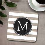 Porta-copo De Papel Quadrado Monograma Preto com Traço Branco<br><div class="desc">Um bege dourado com preto e branco - Um design simples com área para monogramas. Se precisar ajustar o trabalho de arte ou alterar a fonte,  clique na área personalizar. Isso o levará à ferramenta design onde você pode fazer muitas mudanças.</div>