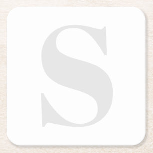 Porta-copo De Papel Quadrado Monograma Simples Grande Qualquer Cinza Leve Inici