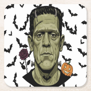 Porta-copo De Papel Quadrado Monster Ri Engraçada, Spooky Frankenstein Energy