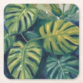 Porta-copo De Papel Quadrado Monstera Deixa Aquarela Botânica