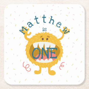 Porta-copo De Papel Quadrado Monstro Amarelo Cute Personalizável