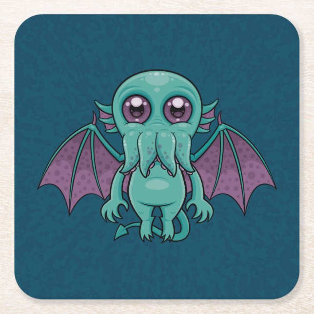 Porta-copo De Papel Quadrado Monstro de Cthulhu, Bebê Cento (Frente)