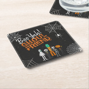 Porta-copo De Papel Quadrado Monstros do Dia das Bruxas Amigo BooYah Ghoul ID68