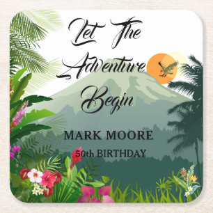 Porta-copo De Papel Quadrado Montanha, Floresta e Sunset