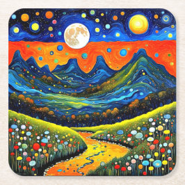 Porta-copo De Papel Quadrado Montanha Lua 5