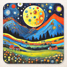 Porta-copo De Papel Quadrado Montanha Lua 6
