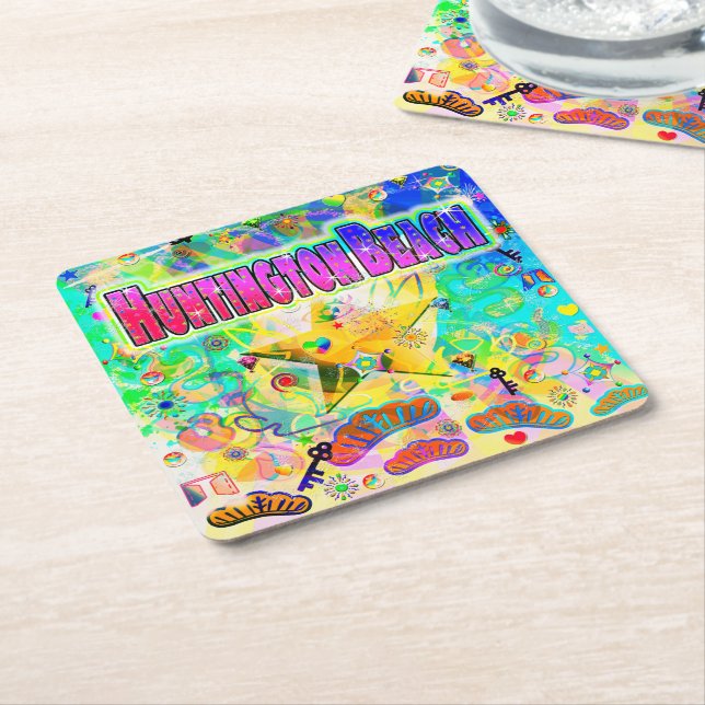 Porta-copo De Papel Quadrado Montanha-russa Huntington Beach Epoch Hour (Inclinado)