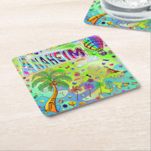Porta-copo De Papel Quadrado Montanha-russa Melodia Atemporal de Anaheim
