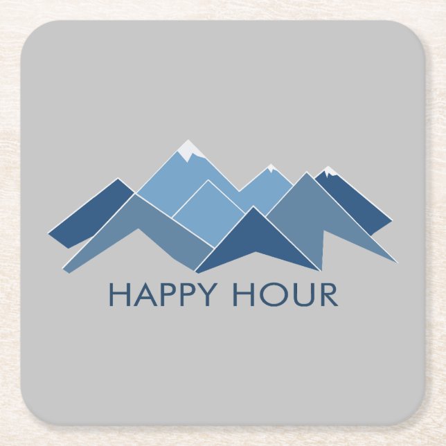 Porta-copo De Papel Quadrado Montanhas Feliz Hora (Frente)