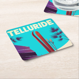 Porta-copo De Papel Quadrado Montanhas Rochosas Telluride Ski