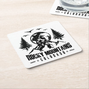 Porta-copo De Papel Quadrado Montanhas Rocky Colorado Bigfoot Vintage Hiking