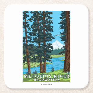 Porta-copo De Papel Quadrado Montante do rio de Metolius, Oregon