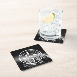 Porta-copo De Papel Quadrado Montes dramáticos do emblema da estrela da Compass