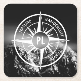 Porta-copo De Papel Quadrado Montes dramáticos do emblema da estrela da Compass