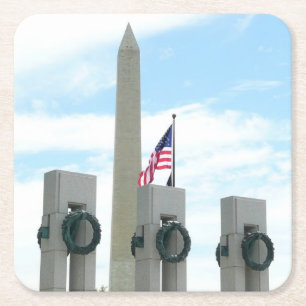 Porta-copo De Papel Quadrado Monumento a Washington e Memorial da II Guerra Mun