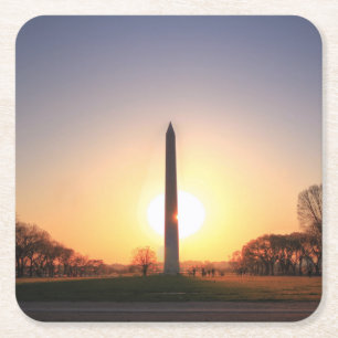 Porta-copo De Papel Quadrado Monumento de Washington no por do sol