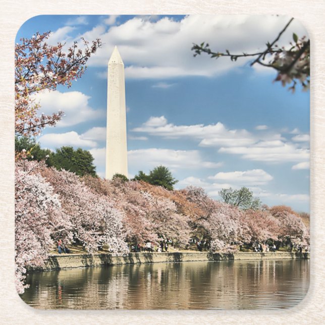 Porta-copo De Papel Quadrado Monuments | Washington Memorial (Frente)