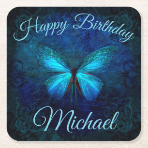 Porta-copo De Papel Quadrado Moody Blue Butterfly Paper Porta copos