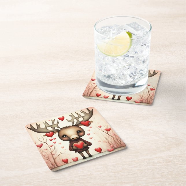 Porta-copo De Papel Quadrado Moose Love 3 (Insitu)