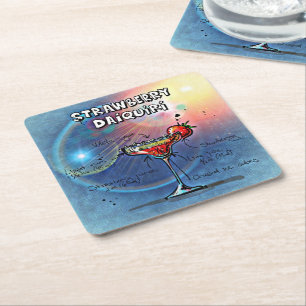 Porta-copo De Papel Quadrado Morango Daiquiri ( nº 10 de 12 sortidos de receit
