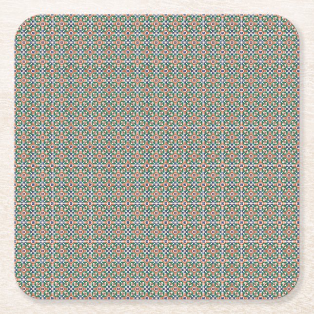 Porta-copo De Papel Quadrado Moroccan Zellige Pattern Geometric Coaster (Frente)