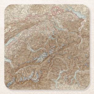 Porta-copo De Papel Quadrado Morre Schweiz, mapa do atlas da suiça
