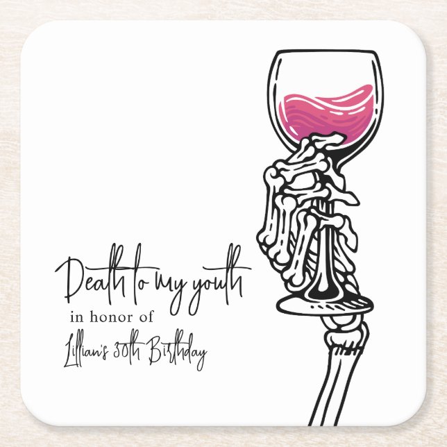 Porta-copo De Papel Quadrado Morte à minha juventude (Frente)