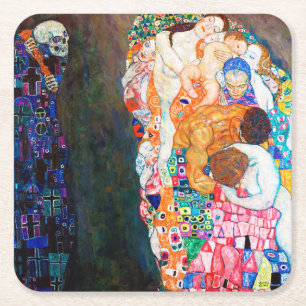Porta-copo De Papel Quadrado Morte e vida, Gustav Klimt