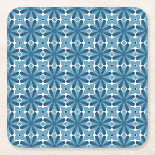 Porta-copo De Papel Quadrado Mosaico Branco e Azul